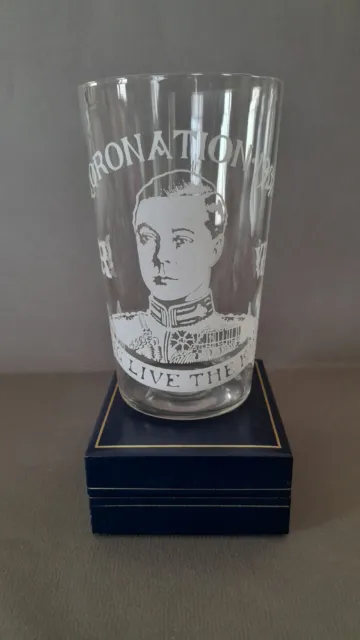 Edward V111 1937 Coronation souvenir glass , long live the King motto