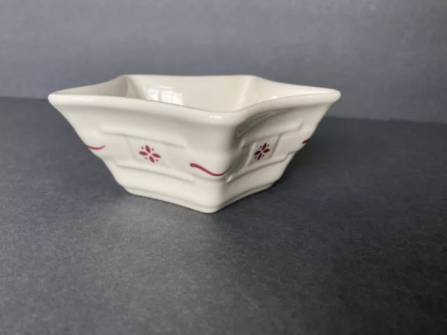 Longaberger Pottery Woven Traditions Ivory/Red 5" Star Dish Bowl