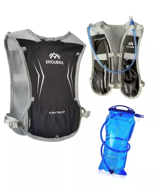 Enoubail Running Backpack Hydration Vest Water Bladder 1.5L Hiking Walking Black