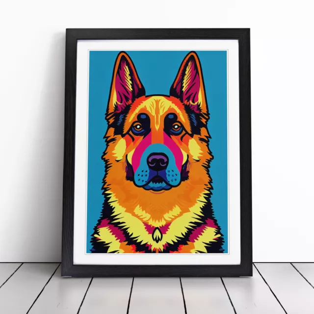 German Shepherd Pop Wall Art Print Framed Canvas Picture Poster Decor