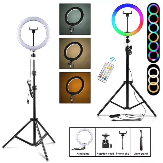 10" /13" LED Ring Light & Stand for Youtube Tiktok Makeup Video Phone Selfie