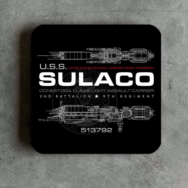 Aliens Inspiré Sulaco Schématique dessous de Verre Nostromo Weyland Yutani Uscm