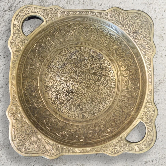 Brass Candy Dish Small Ornate Mid Century Modern Vintage Antique Trinket