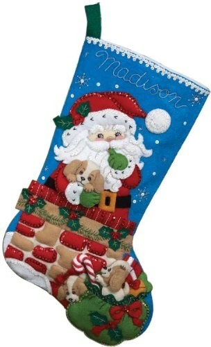 Bucilla 18-Inch Christmas Stocking Felt Applique Kit 86280 Santa's Secret