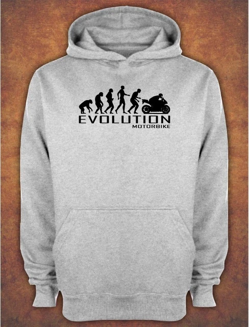 Felpa con cappuccio Evolution Of Moto Rider Bike Biker Regalo Divertente Grigia