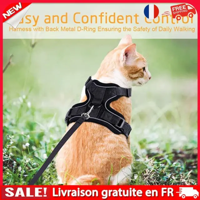 Reflective Cat Harness with Traction Rope Adjustable Pet Chest Strap Outdoor Use