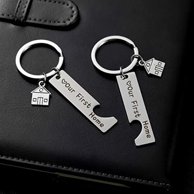 2Pcs 2021 Our First Home Keychain Letter Keyring For Couples Housewarming Gif Q❤