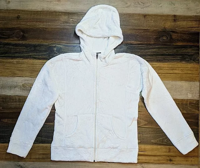 Patagonia Women's Jacket Ivory Full Zip Faux Fur Hooded Soft Comfy Sz S