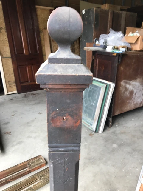 MAR Antique carved Victorian Newell Post For Stairway 55 X 7“ Square 11