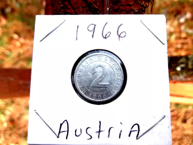 1966 Austria 2 Groschen Coin Old Rare Coins Money Moneda World Monies Two