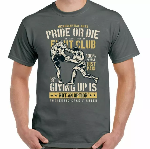 T-shirt MMA Uomo Divertente Allenamento Top Boxing Muay Thai UFC Judo Pride or Die