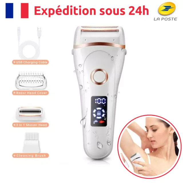 Épilateur Électrique Femme 3 en 1 Rasoir Indolore Étanche Rechargeable