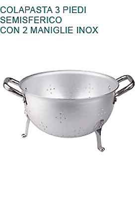 Pentole Agnelli ALMA11520 Alluminio Professionale 3 mm 20 cm Colapasta a Tre Piedi con 2 Maniglie 