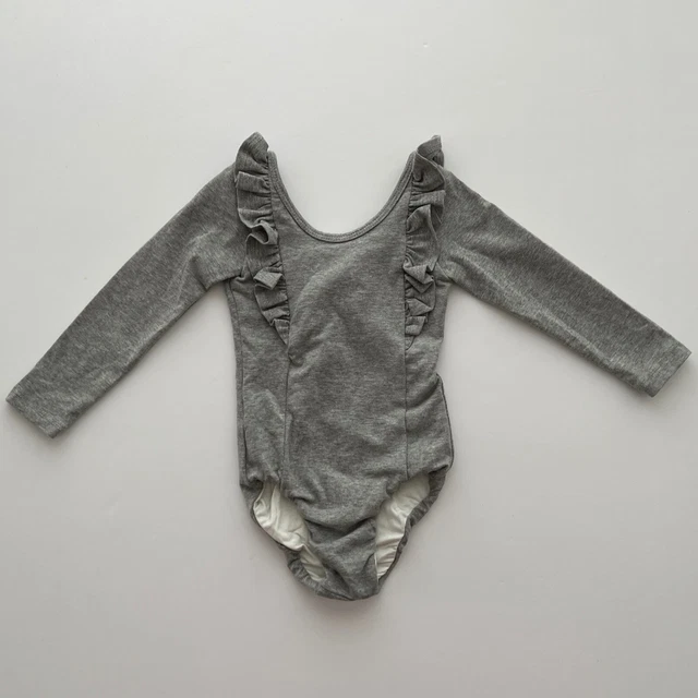 REMIE GIRL Gray Ruffle Leotard Size 2 2T