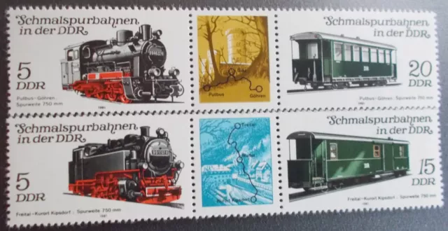 Ddr 1980 Marken Satz Dreierstreifen Schmalspurbahnen In Der Ddr  (I)  Postfrisch