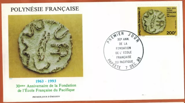 1993.Papeete-Fdc Enveloppe timbrée 1°Jour**Oeuvre de V.Terupe-Polynésie