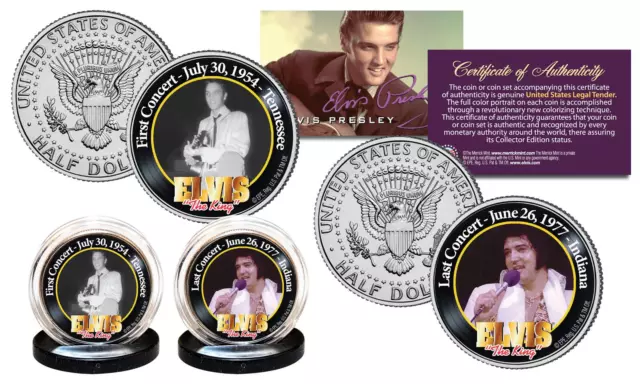 ELVIS PRESLEY First/Last Concert JFK Half Dollar 2-Coin Set OFFICIALLY LICENSED