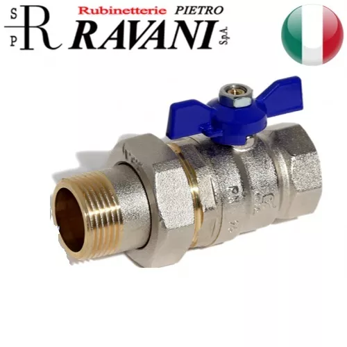 VALVOLA A SFERA DRITTA RAVANI 1/2 " M-F CON BOCCHETTONE e CON FARFALLA