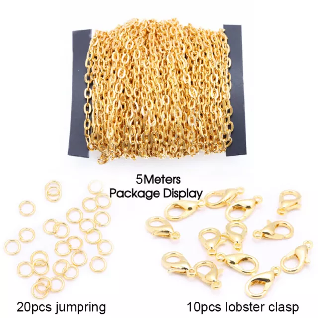 5M 2mm Chains Lobster Clasp DIY Bracelet Necklace Jewelry Making Materials S F6