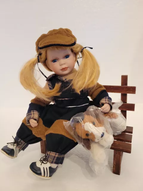 Heritage Signature Collection JAIME The Tomboy Porcelain Doll w/ Dog & Bench