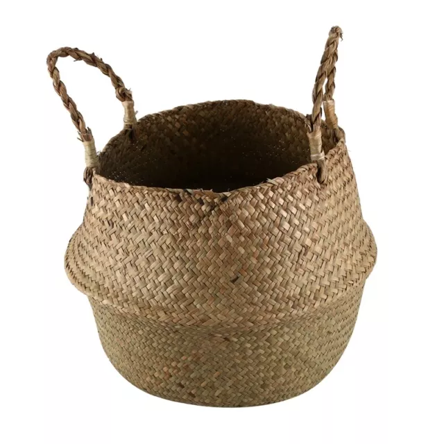 Seagrass Wickerwork Basket Rattan Foldable Hanging Flower Pot Planter Woven8893