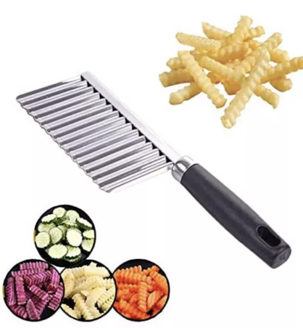 🔪Crinkle Cutter Stainless Steel Potato Chip Salad Vegetable Wavy Cutter chopper