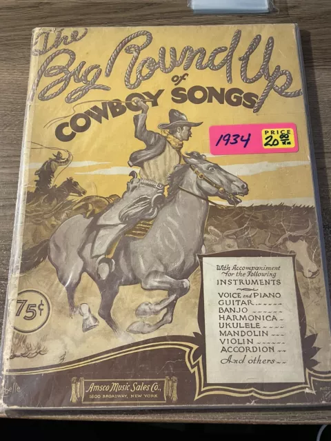 1934 The Big Roundup Of Cowboy Songs Music Book Barbelle Western Ballads