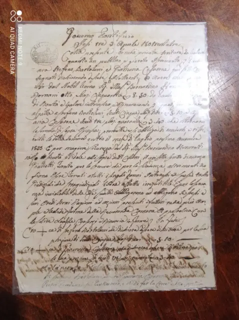 Documento Governo Pontificio Iesi Stefano Bartolucci Bernardino Honorati 1833