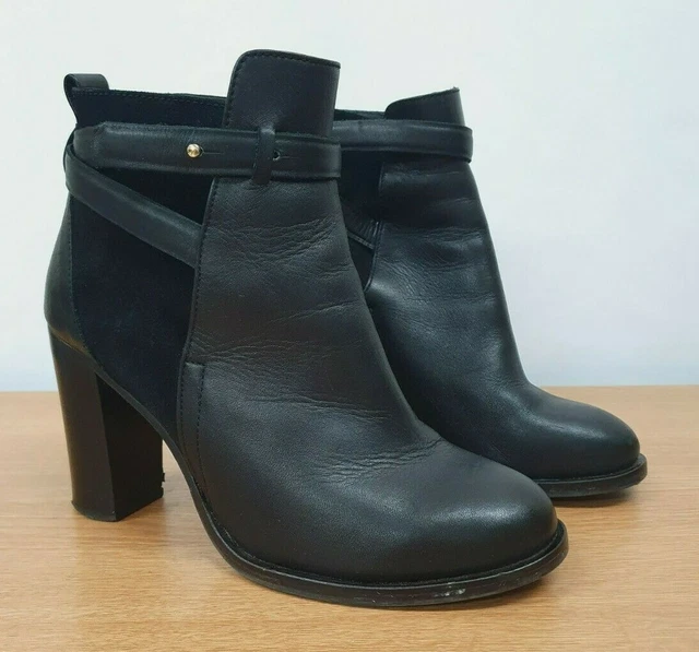 WHISTLES ANKLE BOOTS size 40 UK 7 black jodhpur suede straps leather