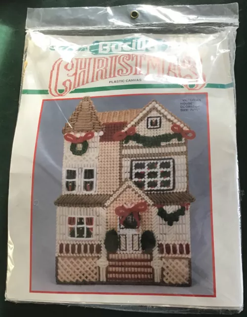 Bucilla Christmas DOORSTOP Plastic Canvas Kit Victorian House  7x10" NEW SEALED
