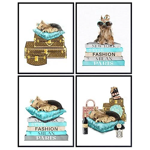 High Fashion Glam Wall Art - Luxury Designer Haute couture Blue Room Home