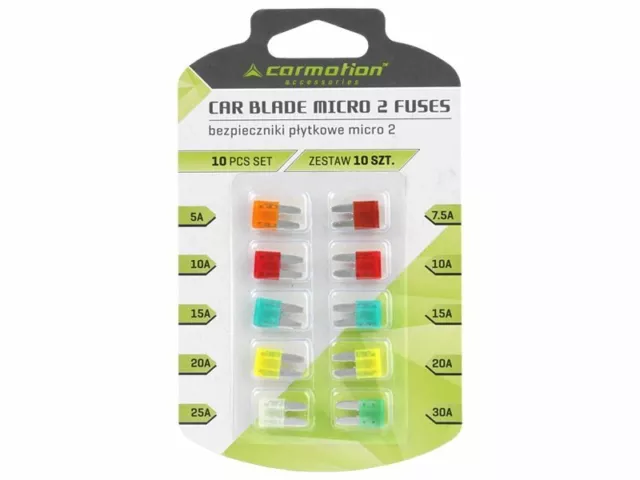 Fusibles D'Automobile Micro 2 Prises Enfichables 5A Jusqu'À 30A 10 Pièce