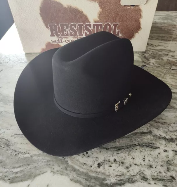 Resistol 6X Beaver Black Cowboy Western Hat  7 1/2 - Near Mint!