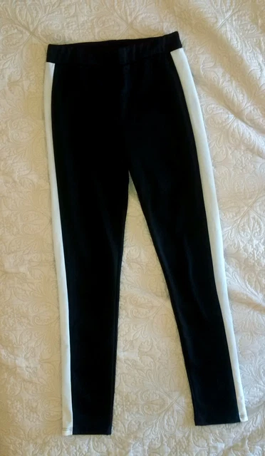 Pantalon Stradivarius Noir Rayé Blanc - Taille 32 XXS, Avec Ceinture, Neuf Sans étiquette
