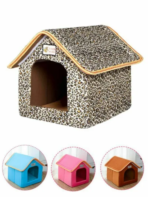 Pet House Foldable Bed With Mat Soft Puppy Sofa Cushion House Kennel Nest Dog