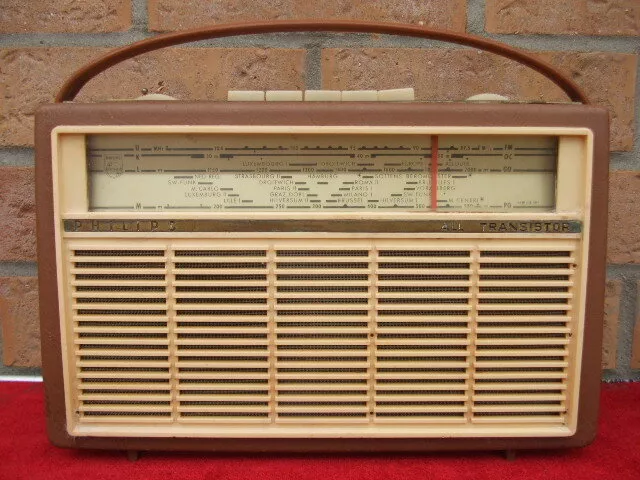 Ancien poste radio portable PHILIPS ALL TRANSISTOR avec fréquences PO/GO/OC/FM