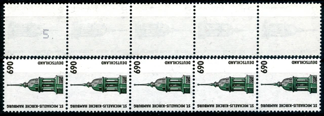 SWK 690 Pf Mischpapier mit wenig Melierfasern Rollenende 5er Streifen MiNr 1860y