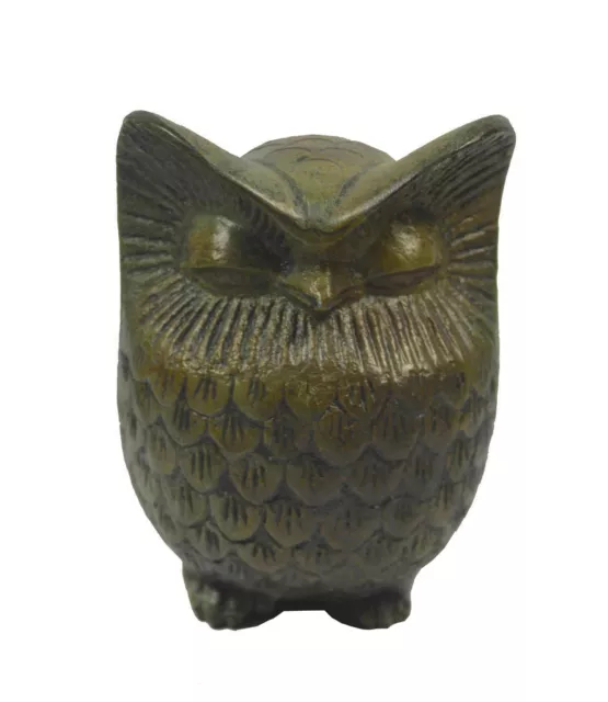 Bronze chunky owl statue sculpture - Goddess Athena symbol of wisdom