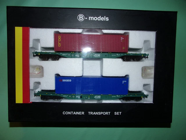 Coffret B-MODELS De 2 Wagons Porte-conteneurs 46102 – Neuf Sous 3 Rails