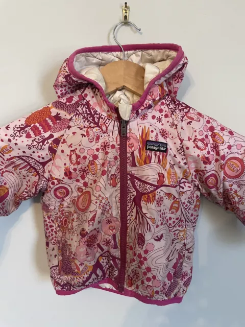 Patagonia Reversible Baby Jacket, Owl Print, Pink/Purple, 12-18 Months