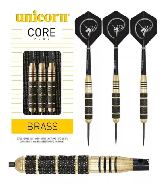 Unicorn Darts Core Brass Plus 21g 23g 25g 27g (Steel Dart) 3 Dartpfeile NEU