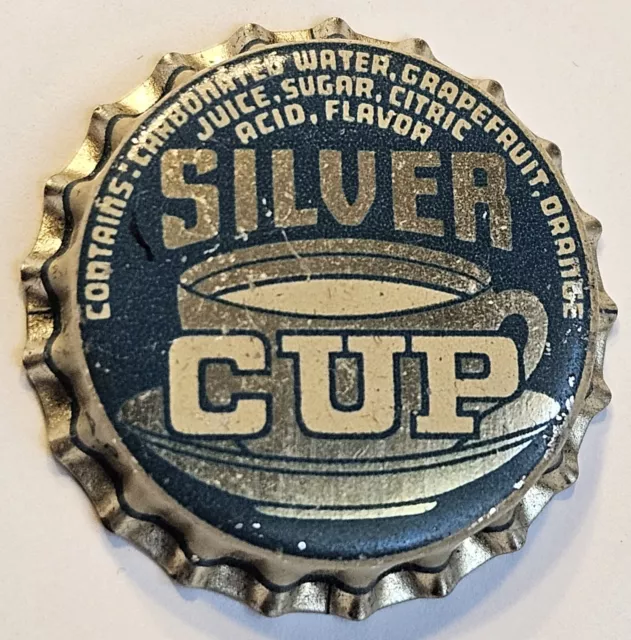 Silver Cup Cork Lined Soda Bottle Cap; Unused