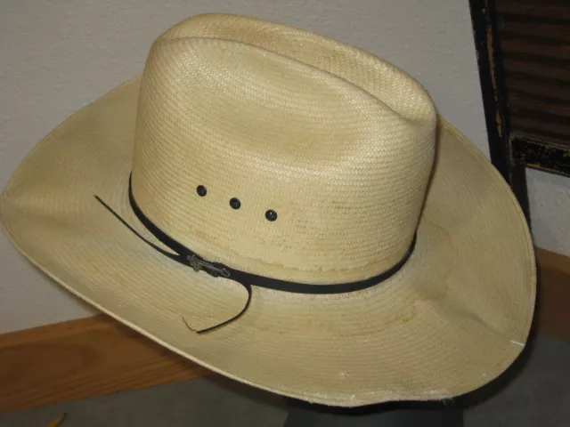DISTRESSED STETSON RODEO Natural Straw Cowboy Hat Size (60) 7 1/2 $9.00 ...