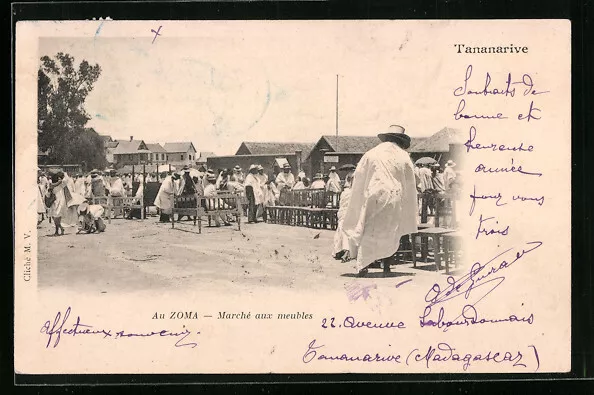 CPA Tananarive, Au Zoma, Marché aux meubles 1905