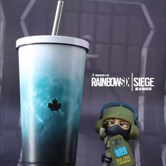 Rainbow Six R6 Straw Ice Mug Coffee Cup Sucker Cup 500ML 304 Steel Gift