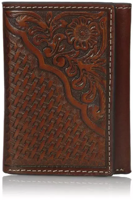 Nocona Western Mens Wallet Leather Pro Trifold Tooled Saddle Brown N5446608