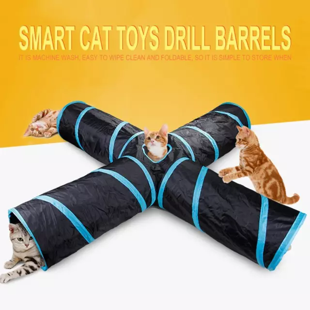 Crinkle Leopard Pet Cat Tunnel Collapsible Play Tubes Toys Kitten Rabbit Tunnels