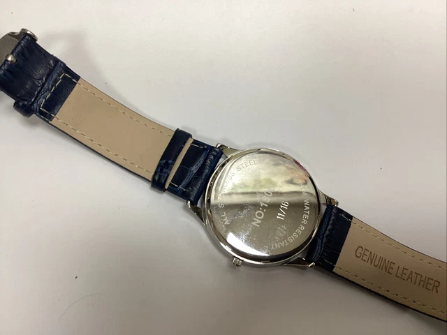 Montre Jean Delatour Homme - Acier Inoxydable Argenté, Bracelet Cuir Bleu Marine - Étanche 50m