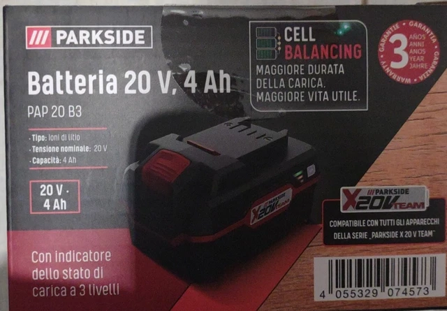PARKSIDE BATTERIA 4AH 20 Volt 4 Ah batteria PAP 20 B3 serie x20v Team