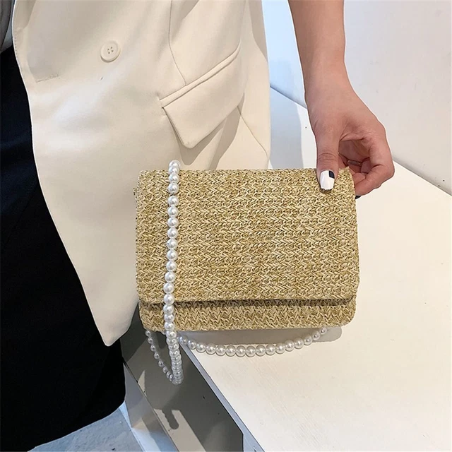 Fashion Solid Color Summer Straw Crossbody Bags Handbag Small Bag Shoulder Bags